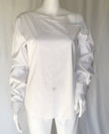 Dylan Gray Long Sleeves One Shoulder Alittler Transparent Blouse