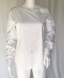 Dylan Gray Long Sleeves One Shoulder Alittler Transparent Blouse