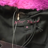 Betsey Johnson Faux Fur Button Design Fuschia Color Jacket Peatcoat