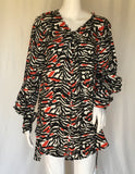 Adam Selman Black White Color Tinger Print Cupro Tunic