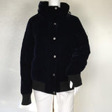 Betsey Johnson Navy Velvet Color Hooded Removible Winter Jacket