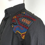 Desigual  Button Up Long Sleeve Embroidered Details Black Multicolor Shirt