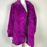 Betsey Johnson Faux Fur Button Design Fuschia Color Jacket Peatcoat