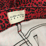 Alice + Olivia Cotton Blend Leopard Print Skinny Trousers Fit Jeans