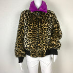 Betsey Johnson Faux Fur Animal Print-Black Reversible Jacket