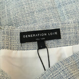 Generation Love Blue White Color Button Design Skirt