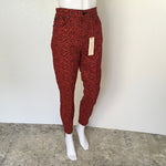 Alice + Olivia Cotton Blend Leopard Print Skinny Trousers Fit Jeans