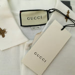 Gucci Men's Embroidered Gold Tone Bee & Ray Neck Luxury Polo