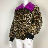 Betsey Johnson Faux Fur Animal Print-Black Reversible Jacket