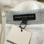 Generation Love Blue White Color Button Design Skirt