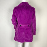 Betsey Johnson Faux Fur Button Design Fuschia Color Jacket Peatcoat