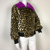 Betsey Johnson Faux Fur Animal Print-Black Reversible Jacket