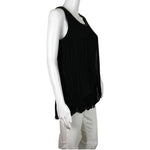 Desigual Pleated Sleeveless Black Color Hight Low Blouse