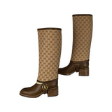 Gucci Women's Ruggine Cuir Monogram GG Print Removable Gaiter Boots