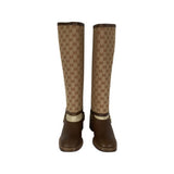 Gucci Women's Ruggine Cuir Monogram GG Print Removable Gaiter Boots