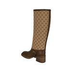 Gucci Women's Ruggine Cuir Monogram GG Print Removable Gaiter Boots