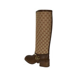 Gucci Women's Ruggine Cuir Monogram GG Print Removable Gaiter Boots