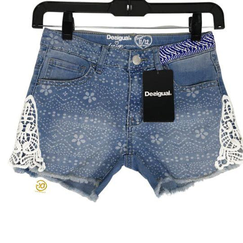 Desigual Girl's Lace Details Denim Buma Shorts