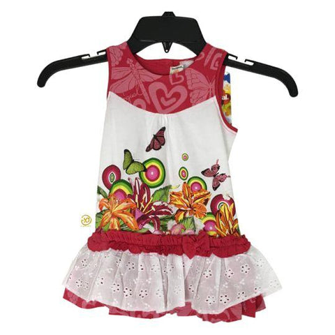 Desigual Baby Multicolor  Ruffle Embroidered Dress Vest Mar