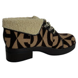 Gucci Women's Monogram Print Wool Faux Fur Ankle Boots