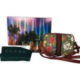 Gucci Ophidia GG Flora Monogram Print Green & Red Web Crossbody Bag