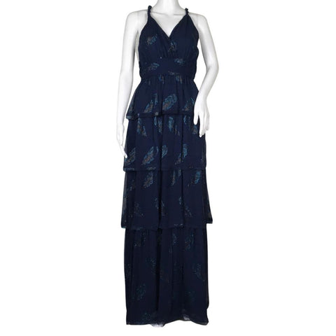 Ramy Brook Toleda Leaf Maxi Print Navy Multicolor Dress