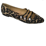 Veronica Beard Women Nola Satin Crystal Leopard Shoes Flats