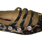 Veronica Beard Women Nola Satin Crystal Leopard Shoes Flats