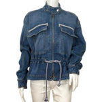 Veronica Beard Roz Drawstring Peplum Denim Jacket  Astra Color