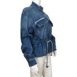 Veronica Beard Roz Drawstring Peplum Denim Jacket  Astra Color