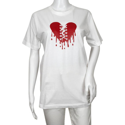 YJGLAM Women a Heart Broken Desing T-Shirt Short Sleeve