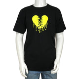 YJGLAM Men a Heart Broken Desing T-Shirt Black Green Neon Color Sz M