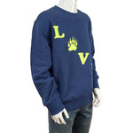 YJGLAM Men Sweater a Love Word Desing Navy Blue Neon Color Sz L