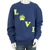 YJGLAM Men Sweater a Love Word Desing Navy Blue Neon Color Sz L