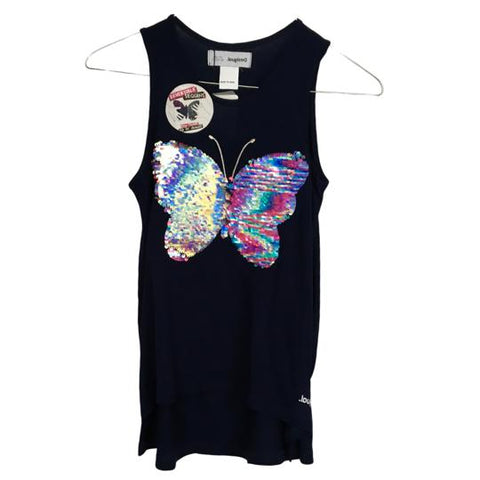 Desigual Girls Top Multicolor Size 7/8 Years Butterfly Sequins Casual