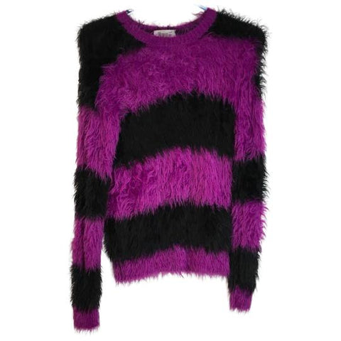 Autumn Cashmere Girls Sweater Stripes Pink Color Size 12 Years Faux Fur