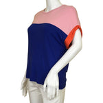 Indiee Egyte Women Top Colorblock Blue Bringth Short Sleeve Blouse Size 16