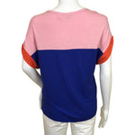 Indiee Egyte Women Top Colorblock Blue Bringth Short Sleeve Blouse Size 16