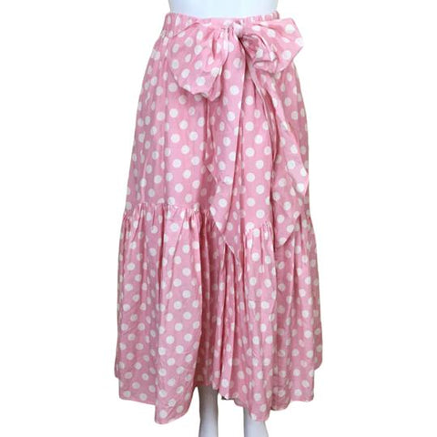 The Westside Skirt Tie Miramar Ruffle Details Dot Pink Color