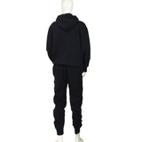 YJGLAM Men Unisex Set Long Sleeve Hoodie and Joggers Black Color