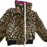 Betsey Johnson Faux Fur Animal Print-Black Reversible Jacket