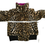 Betsey Johnson Faux Fur Animal Print-Black Reversible Jacket