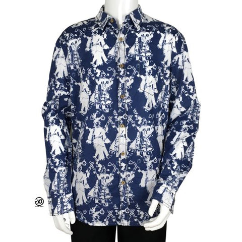 Desigual Print Colorful Long Sleeve Blue & White Color Shirt