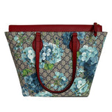 Gucci Women's Monogram GG Supreme Canvas Blooms Floral Shoulder Tote Bag Sz M Blue Multicolor