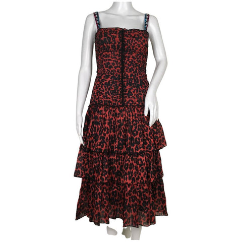 Marc Jacobs Bright Red Black Color Leopard Animal Print Dress