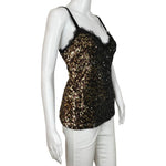 Nanette Lepore Women Sequins Top Sz 8 Casual Party Gold Multicolor