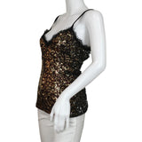 Nanette Lepore Women Sequins Top Sz 8 Casual Party Gold Multicolor