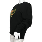 YJGLAM Women Sweater Embroidery Desing  Black Multicolor Sz S