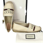 Gucci Women's Espadrilles Shoes Sylvie Web Stripes Print Logo Monogram