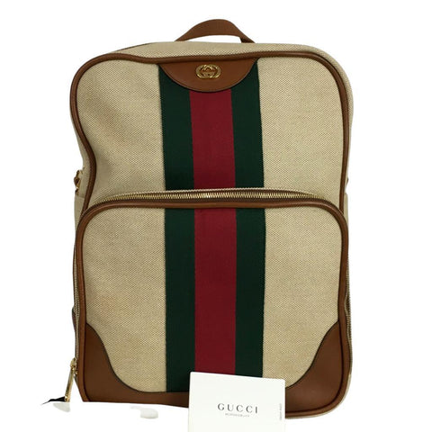 Gucci Women's Backpack Stripes Green & Red Buckle GG